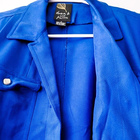 Dana B & Karen 100% Silk Royal Blue Belted Button-Up Shirt Jacket Women's Size 2 - Picture 6 of 8